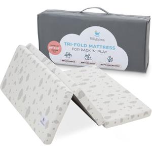 Waterproof Pack and Play Mattress Topper | 38" x 26" x 1.5" | Trifold Style - Breathable Soft Plush Foam - Portable Mattress Topper- Baby Foam Mattresses for Babies