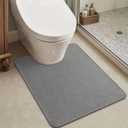 MontVoo Toilet Rugs U-Shaped, Ultra Thin Non Slip Contour Bathroom Rugs,Rubber Backing Washable Contour Bath Rugs for Toilet Mat,20''x24'',Grey