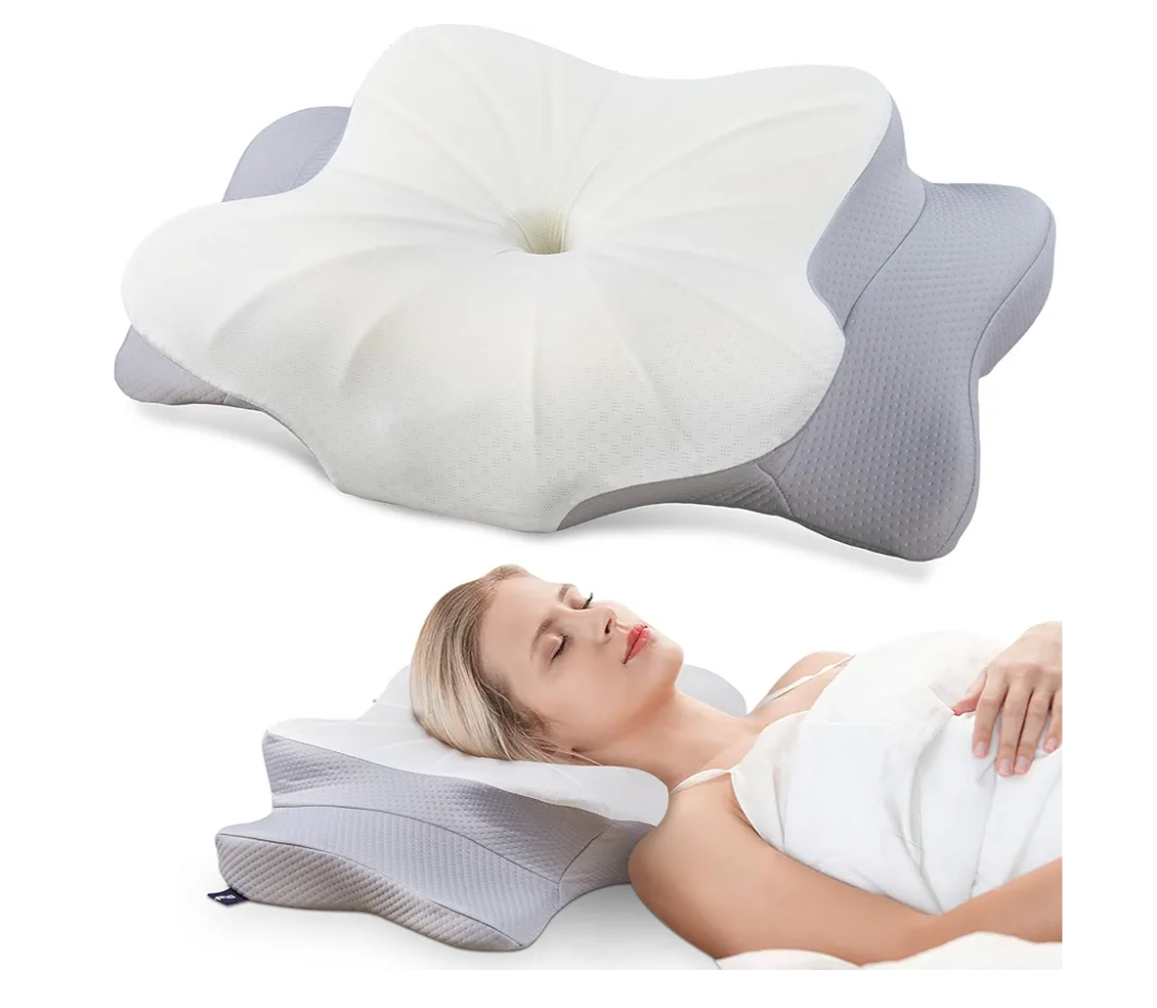 DONAMA Cervical Pillow for Neck and Shoulder,Contour Memory Foam Pillow,Ergonomic Neck Support Pillow for Side Back Stomach Sleepers with Pillowcase