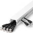 1.4"H x 1.6"W Cable Raceway, 12ft Under Desk Wire Management Channel, White