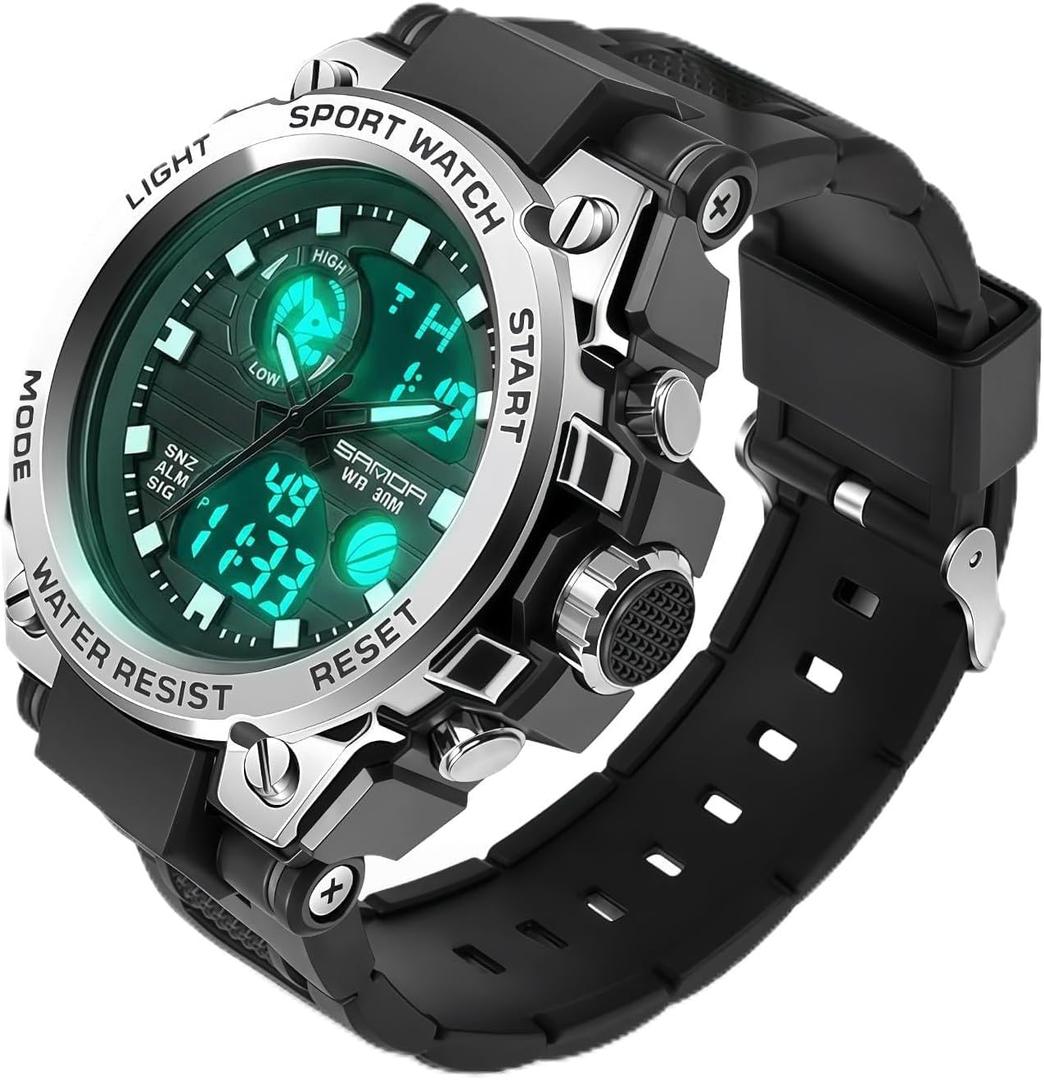 Versatile Men's Waterproof Watch Essential for Sports & Outdoor Activities! Multi Function Features: Date, LED Back Light, Alarm, and Stopwatch! Grab Yours Now!