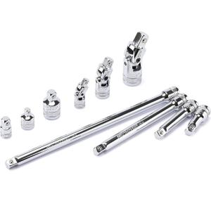 MIXPOWER 10 Pieces Drive Tool Accessory Set, Includes Socket Adapters, Extension Bars and Universal Joints, Premium Chrome Vanadium Steel Construction - 1/4-inch, 3/8-inch and 1/2-inch Drive Sizes