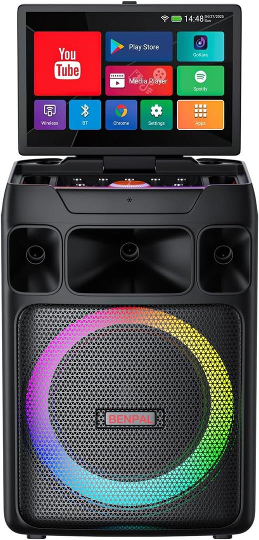 Portable Karaoke Machine with 14 Inch Touch Screen & Lyrics Display, Professional Bass Sound for Home Parties, Outdoor Events, Karaoke Nights - Perfect for Adults, Kids, Singers & Music Lovers