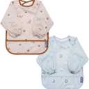 BIBaDO Mess Proof Baby Bib, 2 Pack Long Sleeve Bib, 6 month - 3 Years, Waterproof Bibs for Toddlers, Machine Washable