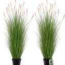 Jexine 2 Pieces 4 ft Tall Artificial Grass Plants Fake Horsetail Reed Grass Plant with Purple Spikes Potted Faux Greenery Floor Plants for Housewarming Gift House Garden Lobby Outdoor