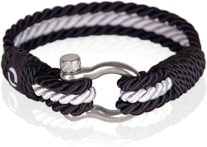 Durable Twisted Rope Mens Bracelet with Shackle | Elegant Re-Made Nautical Style | 5 Rope Colors, 2 Shackle Colors, 7 75 inch, paracord Stainless Steel
