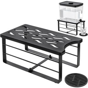 Elsjoy Water Filter Dispenser Stand with Silicone Coaster, 15 x 8 x 6.8 inch Countertop Metal Drink Beverage Dispenser Stand Holder for Party Drink Station