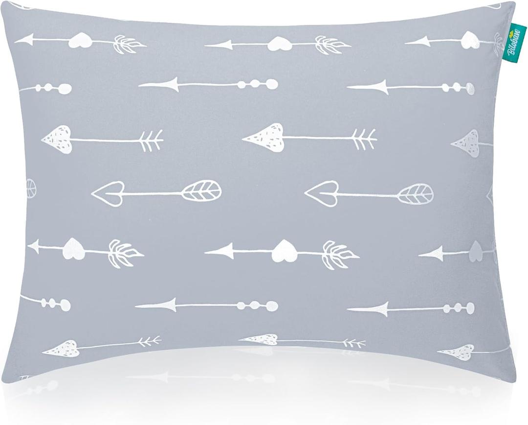 Biloban Kid Travel Pillow for Sleeping, Kid Pillow 14" x 19" for Toddler Bed, Soft & Skin-Friendly Small Pillows for Sleeping, Toddler Use Only, Age 2 to 5 (Light Grey Arrow)