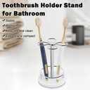HarJue Toothbrush Holder Stand for Bathroom, Metal Toothbrush Organizer with Marble Base, Toothbrush Storage Collection for Family, Suitable for Home Hotel Countertop Vanity (Small, Chrome Finish)