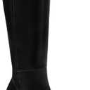 Juliet Holy Women's Knee High Boots Stacked Block Heel Pointed Toe Riding Boots (7.5, Black)