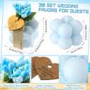 MTLEE Mini Bubble Candles Wedding Favors Gifts for Guests 1.57" x 1.38" Bubble Candles with Cards Dried Flowers DIY Gift Set for Baptism Party Bridal Shower Thank You Gifts(Blue,30 Sets)