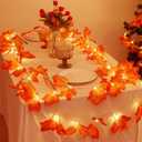 2 Pack Fall Lights - 26Ft 80LED Thanksgiving Decorations with 8 Lighting Modes & Timer - Enlarged Maple Leaves - Battery Operated Waterproof Lights for Indoor & Outdoor Autumn Decor