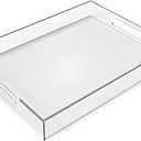 12"x16" Acrylic Serving Tray with Handles, Spill Proof Clear Decorative Tray, Lucite Tray for Coffee Table, Vanity, Makeup Organizer