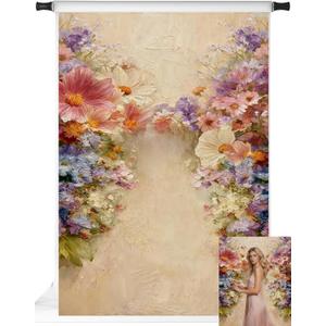 Kate Vintage Painted Floral Backdrop for Portrait Beige Flowers Texture Background Photo Booth Props 5x7ft
