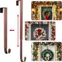 Wreath Door Hanger,Easter Decorations Wreath Hangers for Front Door, Adjustable Over the Door Hooks for Hanging Welcome Sign Length from 15 to 25 Inches,Metal Front Door Porch Apartment Decor (Bronze)