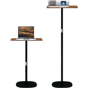 Small Laptop Standing Desk, Adjustable Height Pedestal End Table with Wooden Top, Portable Tall Side Table Workstation, Sit-Stand Desks for Bedside,Sofa,Couch, Living Room, Bedroom, Home Office, Brown