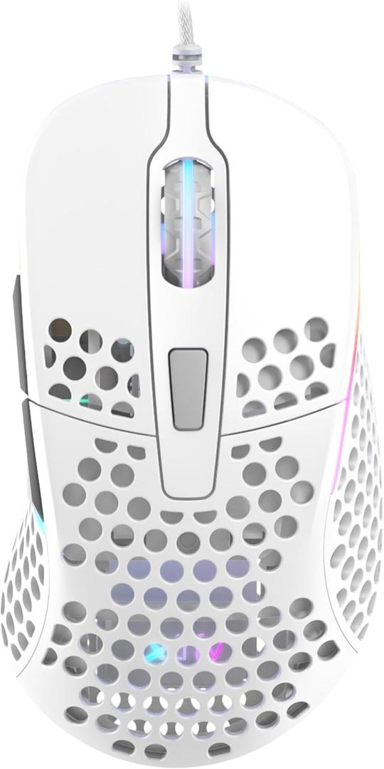 Xtrfy M4 RGB, Ultra-Light Wired Gaming Mouse, Ergonomic Design for Right-Handers, Cutting-Edge Pixart 3389 Sensor, Adjustable RGB Lighting, White Edition