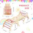 Pikler Triangle Set, 7-in-1 Foldable Climbing Toys Indoor, Wooden Playground Jungle Gym with Arch & Ramp & Ladder, Montessoris Kids' Indoor Climbers Activity Center for Boy Girl Gift (Pink-cat)