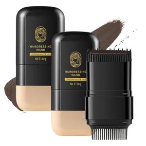 2PCS 2-in-1 Hair Color Stick & Comb, Hair Dye Comb, Portable Color Touch-Up for Gray Hair Coverage, Waterproof and Sweat-proof, Insant Gray Correction Sticks for Unisex (2PCS Dark Brown)