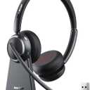 Wireless Headset with Mic for Work, Bluetooth 6.0 Headset with Microphone for PC, 65H AI Noise Cancelling Mic, 60ft Range, USB Dongle & Charging Base, On-Ear Headphones for Teams Zoom Call Center