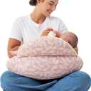Momcozy Original Nursing Pillow for Breastfeeding-Pioneering Safety Fence- Wider Feeding Pillows for More Support for Mom & Baby- Easier Nursing & Hand Free- Fit for All, Removable Cotton Cover (Pink)