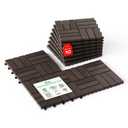 Idzo Interlocking Deck Tiles 9.6 SQFT - 10PCS Waterproof Acacia Wood Patio Tiles, Flooring Tiles for Indoor and Outdoor - Decking Checker Pattern, 11.81 x 11.81 x 0.91 Inches, Dark Brown