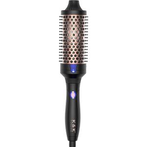 K&K 1.77 Inch Heated Curling Brush with Ceramic Tourmaline Ionic Technology for Volumizing and Loose Curls (Black)