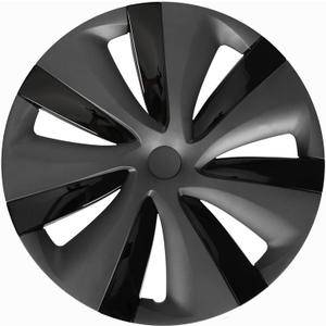 2025 Model Y Hubcaps for Tesla Accessories 2024 Wheel Covers 19 Inch 4 Pcs Compatible with Tesla Y 2024 2023 2022 2021, not fit for New Model Y Juniper (Tempest- Gloss Black and Dark Gray)