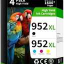 952XL Pack (4-Pack, BK, CMY) Replacement for HP 952XL Ink Cartridges Combo Pack HP Ink 952XL Black and 952 Color Combo Pack for hp printers OfficeJet 8702 Pro 8710, 7740, 8720, 8725, 8210, 8715, 8740