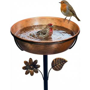 Metal Bird Bath for Outside, 3" Deep 12" Dia Removable Bowl, 36" H Garden Bird Bath | Stable 5-Prong Stake, Rust-Resistant, Easy Clean Outdoor Birdbath for Yard Lawn Patio