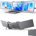 15'' Laptop Screen Extender, 1080P FHD Ultra-Thin Portable Monitor for 15"-17" Laptop with USB-C/HDMI Port, Plug and Play, for Mac/Windows/Android, Triple Screen Ideal for Remote Work & Multitasking