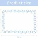 Set of 6 Rustic Embroidery Scalloped Placemats 13 x 19 Inch Cotton Linen Placemat Washable Double Layer Place Mats Tbale Decor for Kitchen Shower Banquet Party Holiday Table Decor (Blue)