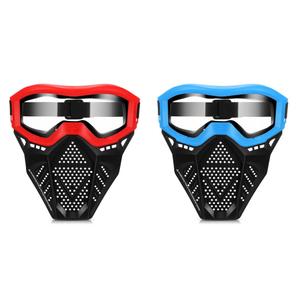 RoundFunny 2 Pack Tactical Mask for Kids with Safety Goggles to Protect Eyes, Full Mask Eye Protection for Christmas Kids Gifts CS Airsoft Shooting Game Party (Bright Color)