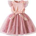 Girls Flower Sleeveless Strap Princess Layered Dress (24 Months, 1981 Pink)