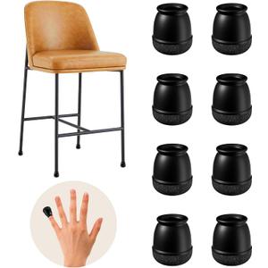 20 Pcs Black Extra Small Skinny Chair Leg Floor Protectors for Hardwood Floors, Upgraded Rubber Chair Leg Caps with Felt, Round Furniture Leg Feet Covers, No Scratches Reduce Noise (Fit 0.4"-0.5")
