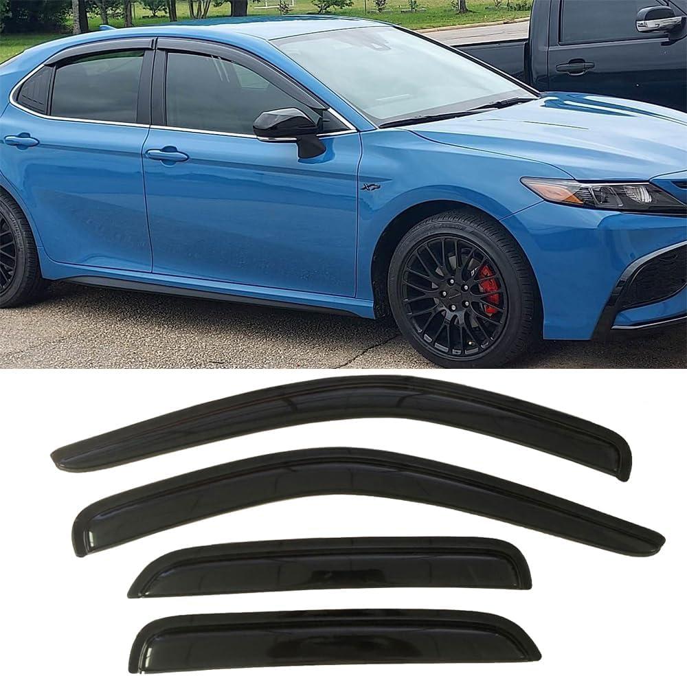 Side Window Visors Wind Vent Deflector for 2018-2024 Toyota Camry Sedan,4pcs Outside Mount Tape-On Nice Sun Rain Guards Set 94311