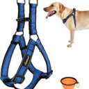 Dog Harness, No Pull, Reflective, Adjustable, Stops Pets from Pulling and Choking, Large, Blue, XL