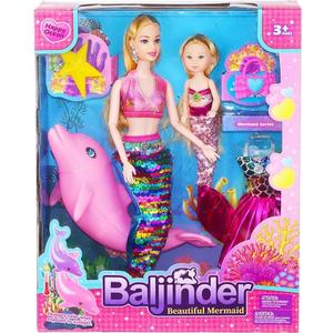Baljinder Magical Mermaid Dolls with Little Mermaid | Summer Princess Doll & Color Change Dolphin Playset for Water Swimming | Mermaid Pool Toys for Girls 4-7 | Birthday Party Christmas