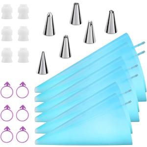 Reusable Piping Bags and Tips Set, Cake Decorating Tools with Icing Pastry Bags, Icing Bags Tips, Couplers and Frosting Bags Ties for Cookie Cupcakes