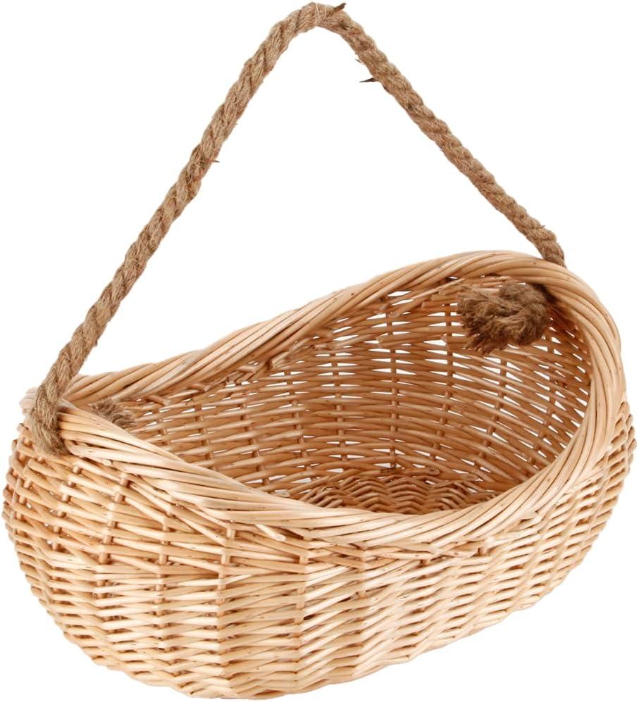 JJSQ Wicker Woven Basket with Jute Rope Handle Garden Harvest Basket Wicker Storage Baskets for Picnic, Easter, Organizing, Gathering Vegetables, Large 17" x 12" x 5"