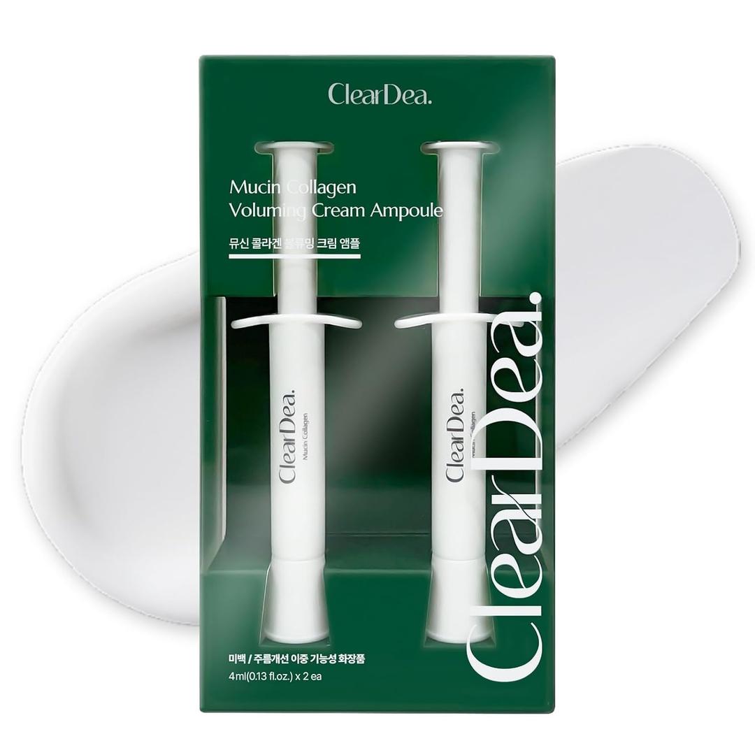 Mucin Collagen Voluming Ampoule Moisturizer Face Cream (Dual Collagen + Mucin Care)  Deep Hydrating Facial Skin Care for Women, Glow Up Skincare Essentials - 0.14 Fl Oz x 2ea (Pack of 1)