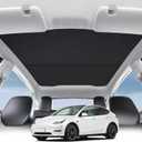 Sunshade Roof for Tesla Model Y 2020-2025 No-Gap No-Sag Nano Ice-Crystal Coating UV Block Portable Foldable Sunroof Shade(Black 2020-2024)