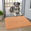 Smiry Dog Door Mat for Muddy Paws 24x16, Absorbs Moisture and Dirt Doormat, Non-Slip Washable Quick Dry Chenille Front Door Mat Indoor Entrance, Entryway Carpet for Inside Floor, Orange