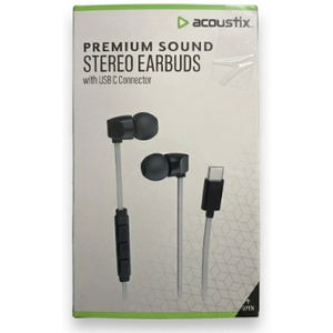 Acoustix Premium Sound Stereo Earbuds With Lightning USB C Connector