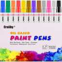 Paint Markers, 12 Pack Oil-Based Waterproof Quick Dry Permanent Paint Pen Set for Rocks Painting, Wood, Fabric, Plastic, Canvas, Glass, Mugs, Metal, Tire, Stone, DIY Craft