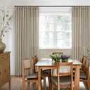 Textured Linen Burlap Curtains 84 Inches Long 2 Panels Neutral Country Tan Greige Flax Ceiling Floor Pinch Pleated Curtains Hooks Track Light Filtering Privacy Drape for Living Room Ofiice Grey Beige