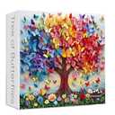 PICKFORU Colorful Butterfly Puzzles for Adults 1000 Pieces, Tree of Life Jigsaw Puzzle Rainbow Floral, Unique Spring Flower Art Theme as Home Decor