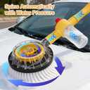 Rotating Car Wash Brush with Hose Attachment, Car Wash Brush with Long Handle & Soap Dispenser, Water-Powered 360° Spin Wash Brush Kit with Spray Gun & 5-Pattern Nozzle for Cars, RVs, Trucks