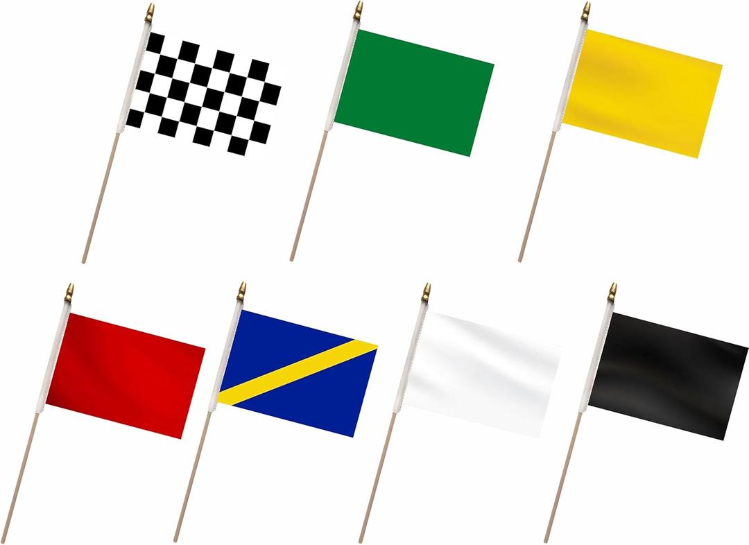 20 Pack Checkered Black and White Flags Multicolor Racing Mini Stick Flags Set Small Miniature Handheld Race Car Flag Decorations for Sports Events,5x8 Inch