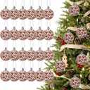 24pcs Cow Print Balls for Western Christmas Tree Decorations - Rustic Christmas Ornaments, 2.4in Brown & White Hanging Ball for Wreath Garland